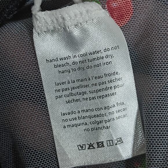 We Wore What Mesh Cover Up Size XL Cherries Print on Black Background See Thru - Picture 9 of 11